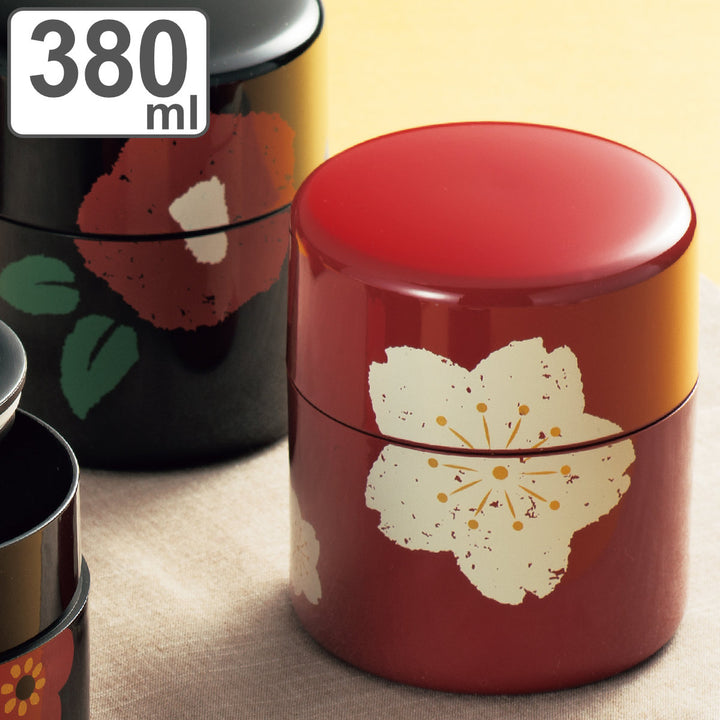 茶筒380ml朱桜黒椿HAKOYA