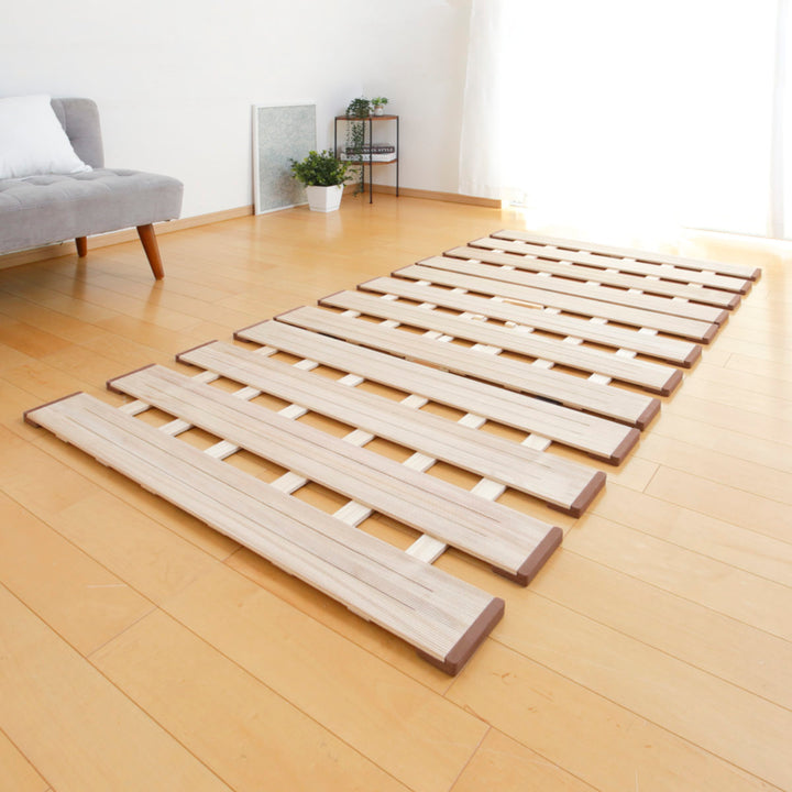 すのこベッド三つ折り式シングル薄型軽量天然木