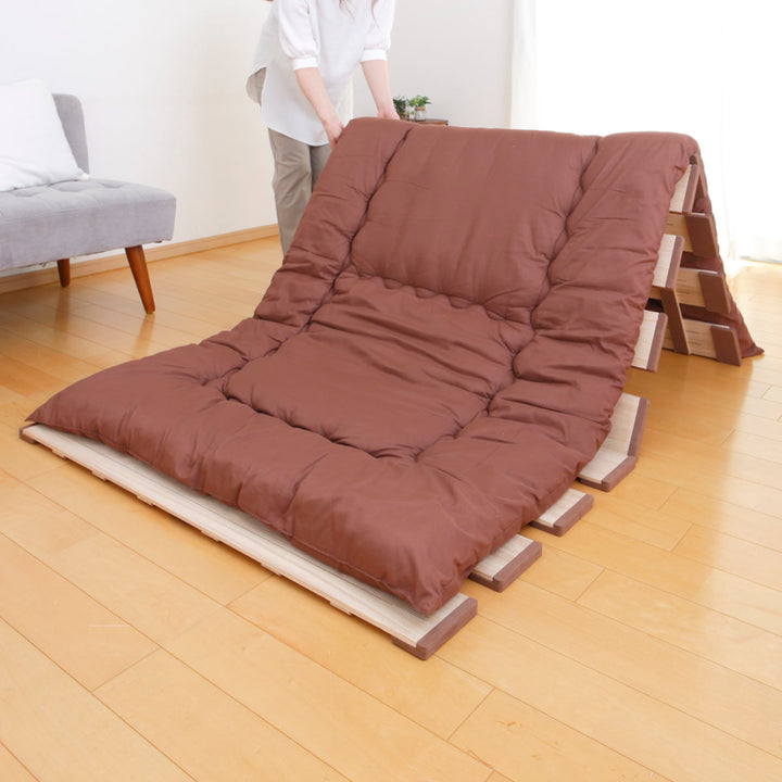 すのこベッド三つ折り式シングル薄型軽量天然木