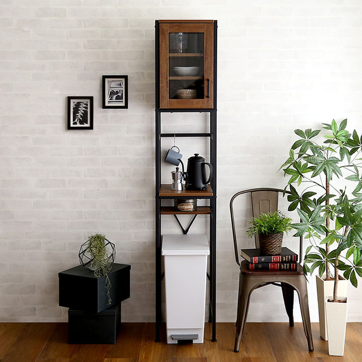 すき間収納幅34.5cmごみ箱上ラックヴィンテージ調