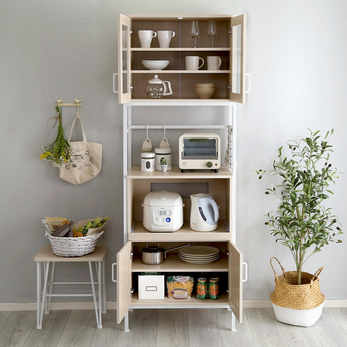 食器棚 幅64cm レンジラック ヴィンテージ調 – ハウジー