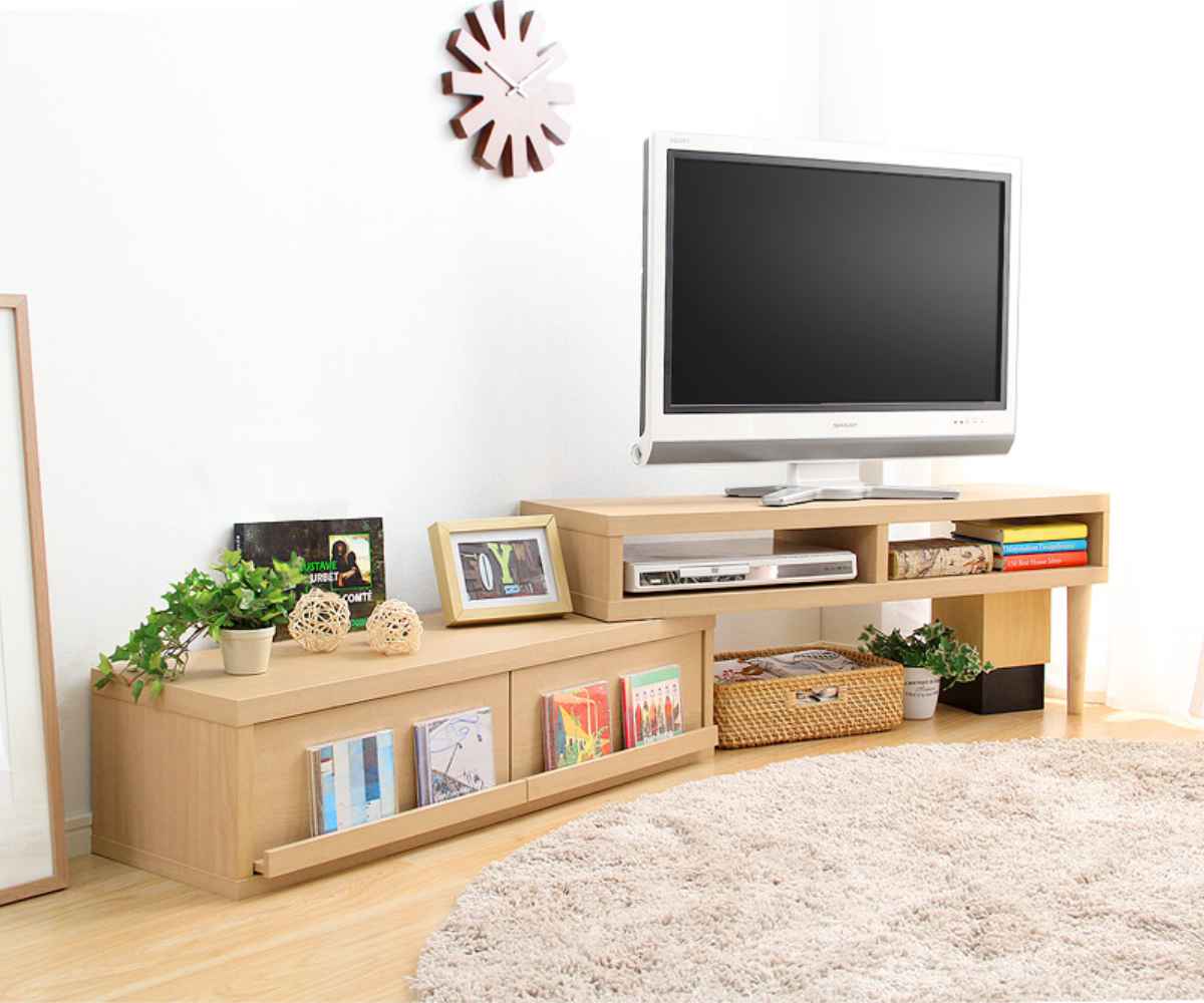 テレビ台 幅105-196cm 伸縮式 北欧風 引出しタイプ 完成品 – ハウジー