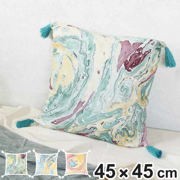 クッションカバー45×45cmマーブル柄ハンドメイド一点物綿100％