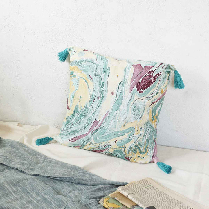クッションカバー45×45cmマーブル柄ハンドメイド一点物綿100％