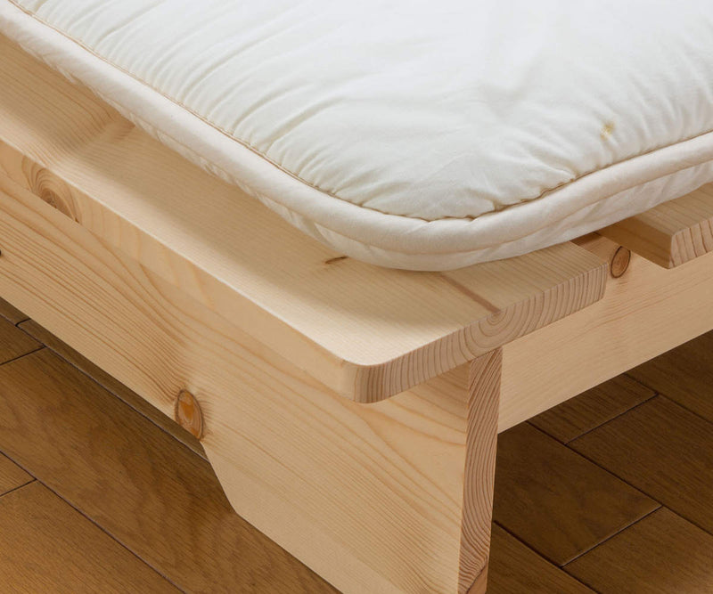 【シングル　ホワイト】温かみのあるナチュラル木目ヘッドレスベッド【マットレス無】 シングル ホワイト】温かみのあるナチュラル木目ヘッドレスベッド
