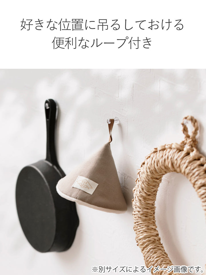 ＆NE鍋つかみ大きな三角鍋つかみナチュラルチェックストライプ