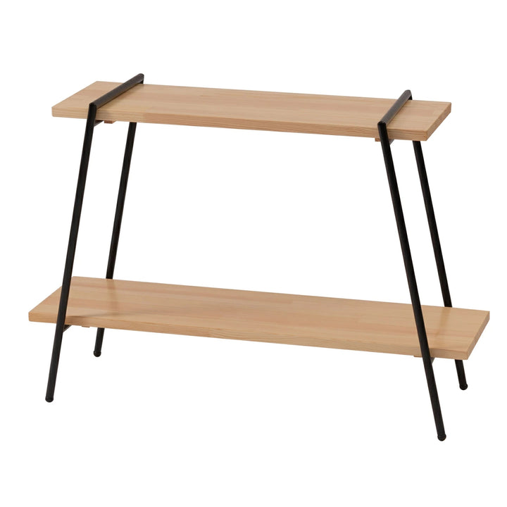 オープンラック幅78cm2段工具不要天然木COLLENDIronLegRack