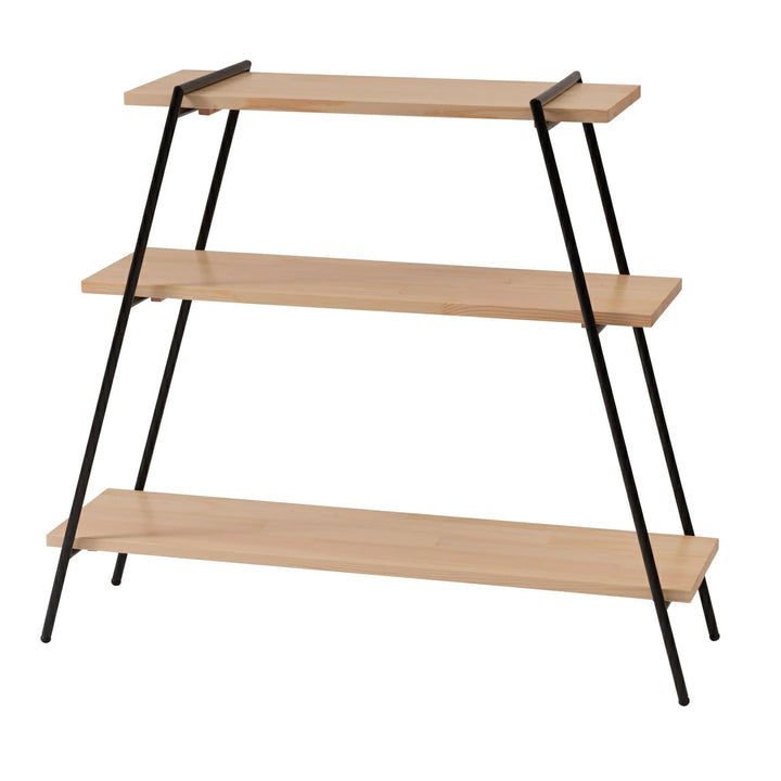 オープンラック幅90cm3段工具不要天然木COLLENDIronLegRack