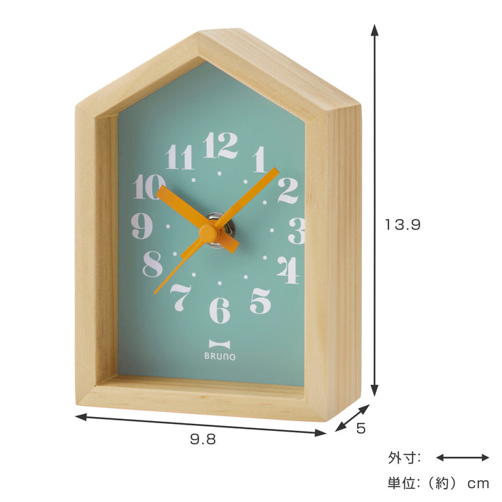 BRUNO置き時計ミニウッドハウスクロック連続秒針