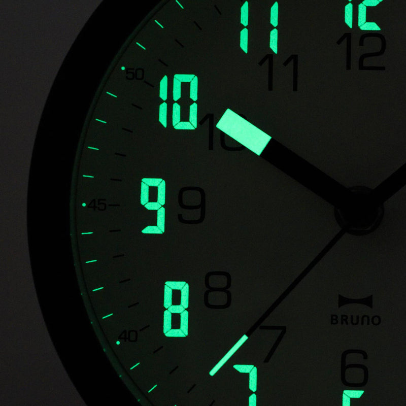 BRUNO置掛両用時計蓄光7セグクロック連続秒針