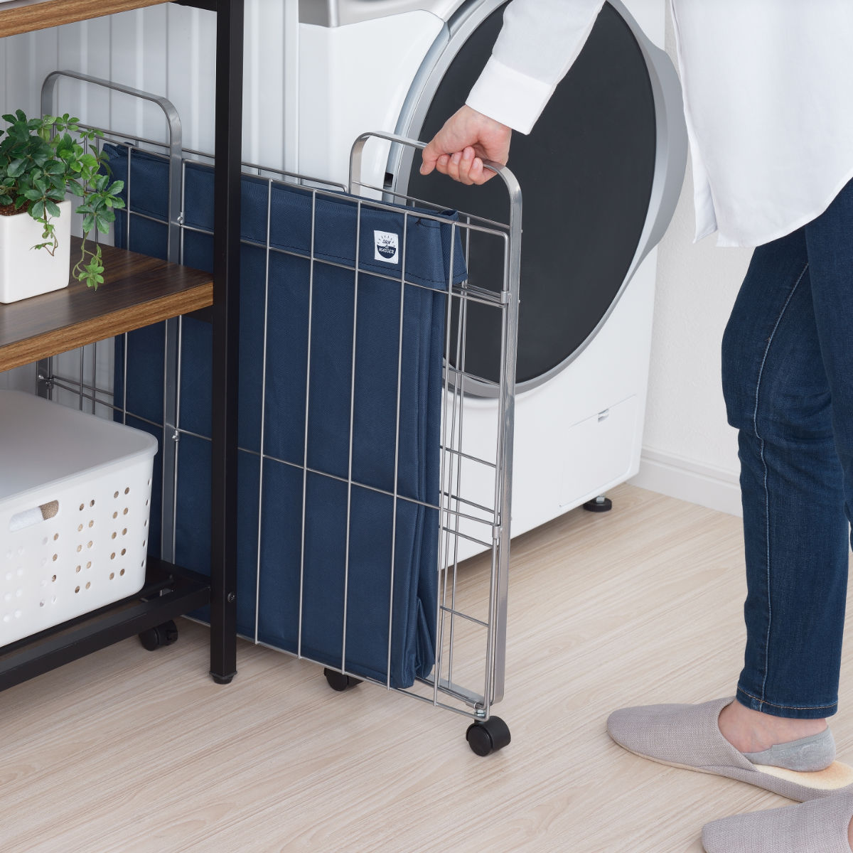 ランドリーバスケット 折りたたみ サンバッサ S＆W ワイヤーバスケット