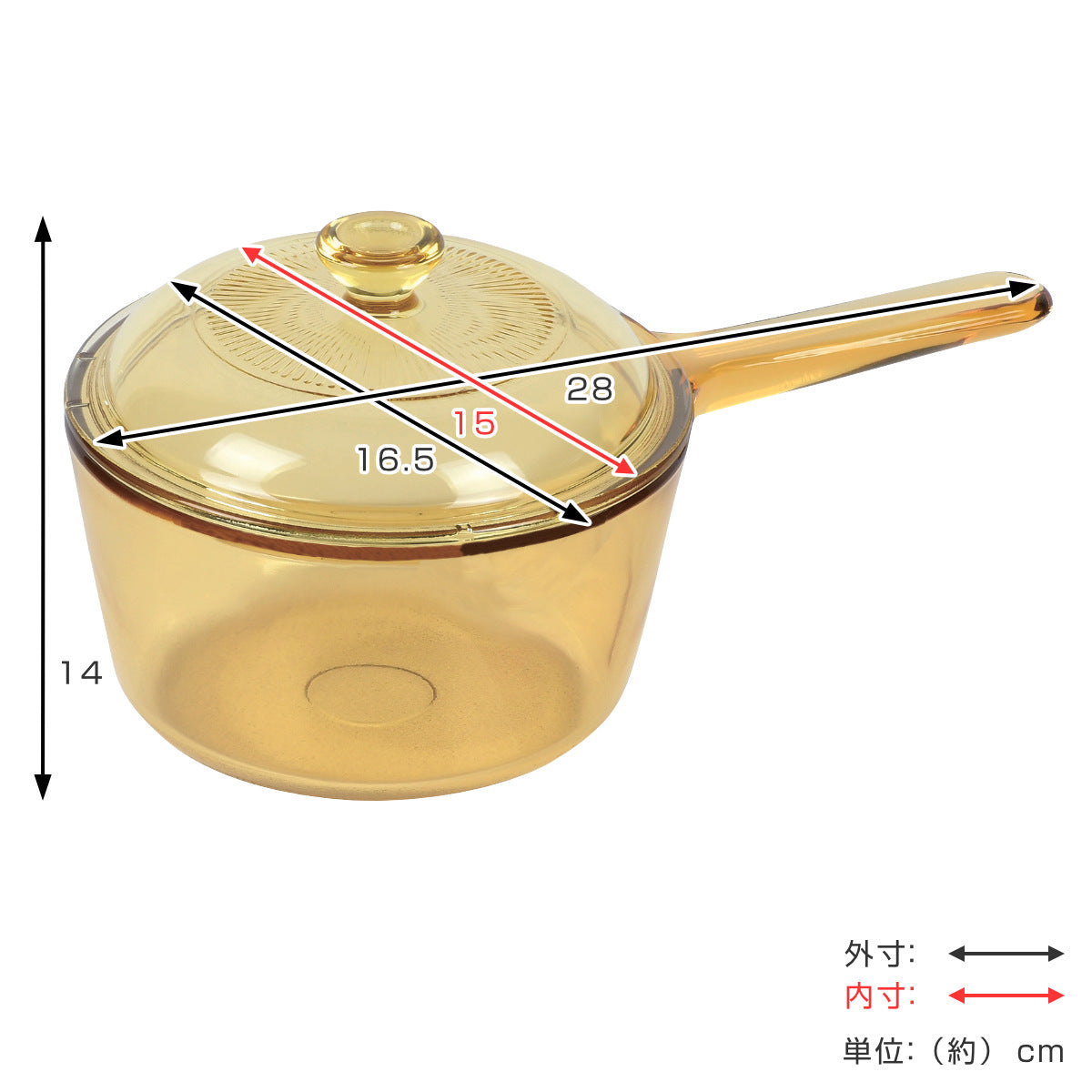 片手鍋 16.5cm ガス火専用 ガラス製 VISIONS 1L ソースパン – ハウジー