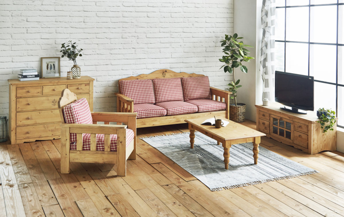 カントリー調木製テレビ台 テレビ台 ローボード カントリー調 パイン材 Farmer 幅120cm （ TV