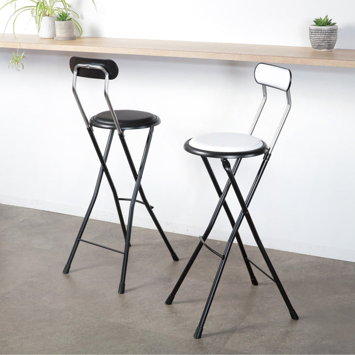 折りたたみ椅子座面高71cmハイタイプ背もたれ付ニューニーダー