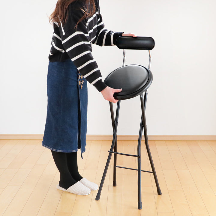 折りたたみ椅子座面高71cmハイタイプ背もたれ付ニューニーダー