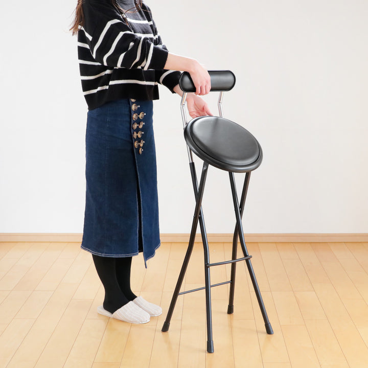 折りたたみ椅子座面高71cmハイタイプ背もたれ付ニューニーダー