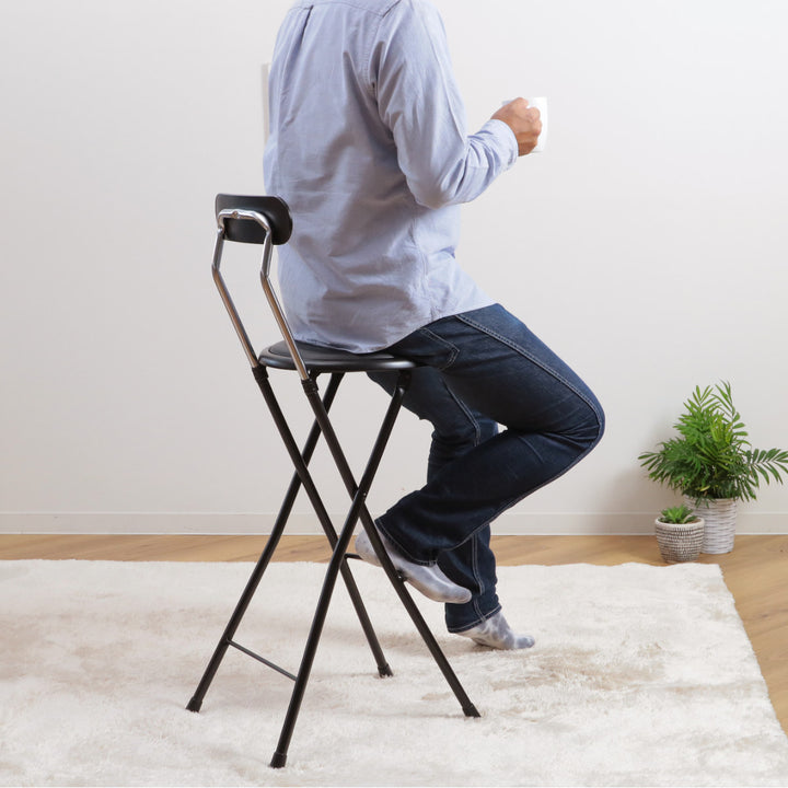 折りたたみ椅子座面高71cmハイタイプ背もたれ付ニューニーダー