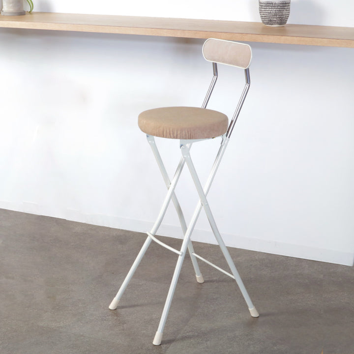 折りたたみ椅子コンパクト軽量背もたれハイタイプミルキーホワイト座面高74.5cm