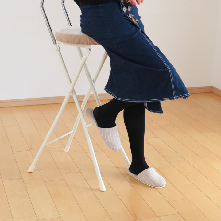 折りたたみ椅子コンパクト軽量背もたれハイタイプミルキーホワイト座面高74.5cm