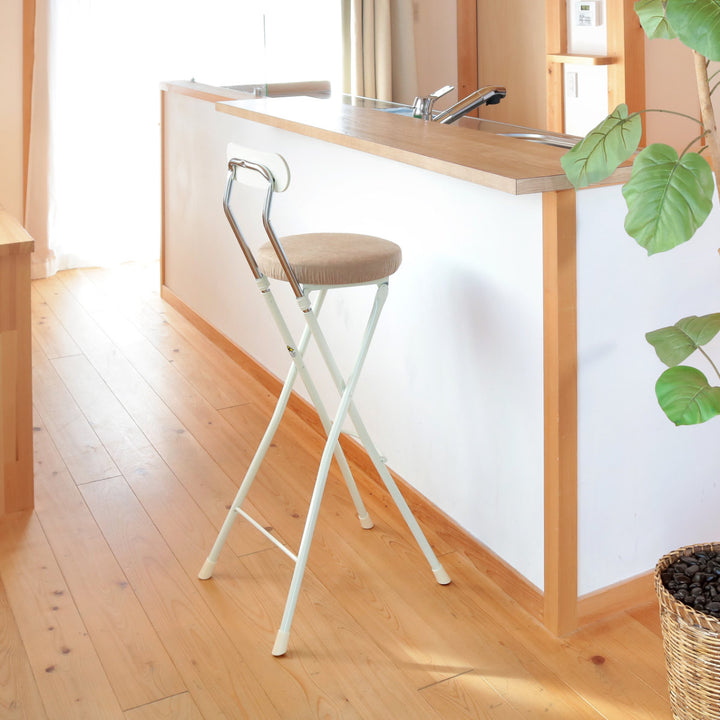 折りたたみ椅子コンパクト軽量背もたれハイタイプミルキーホワイト座面高74.5cm