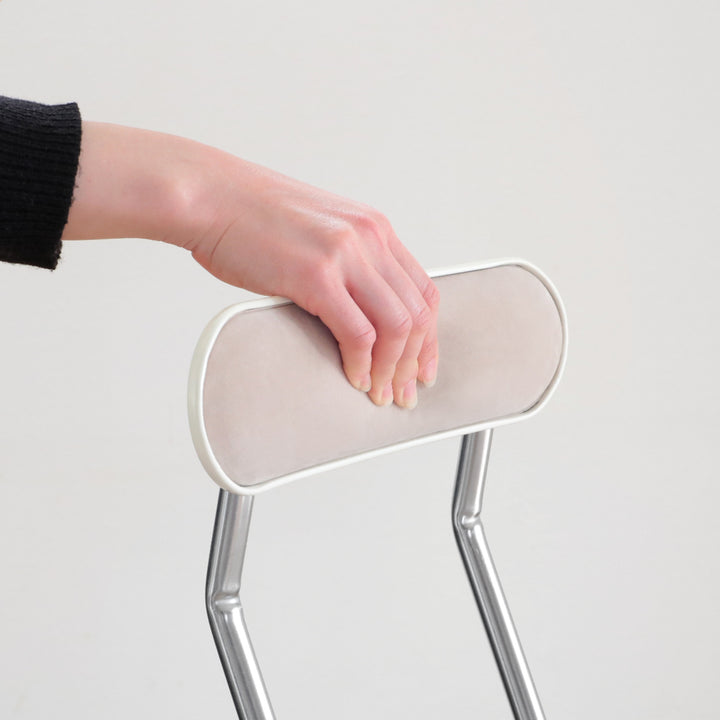 折りたたみ椅子コンパクト軽量背もたれハイタイプミルキーホワイト座面高74.5cm