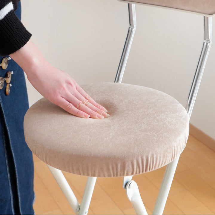 折りたたみ椅子コンパクト軽量背もたれハイタイプミルキーホワイト座面高74.5cm