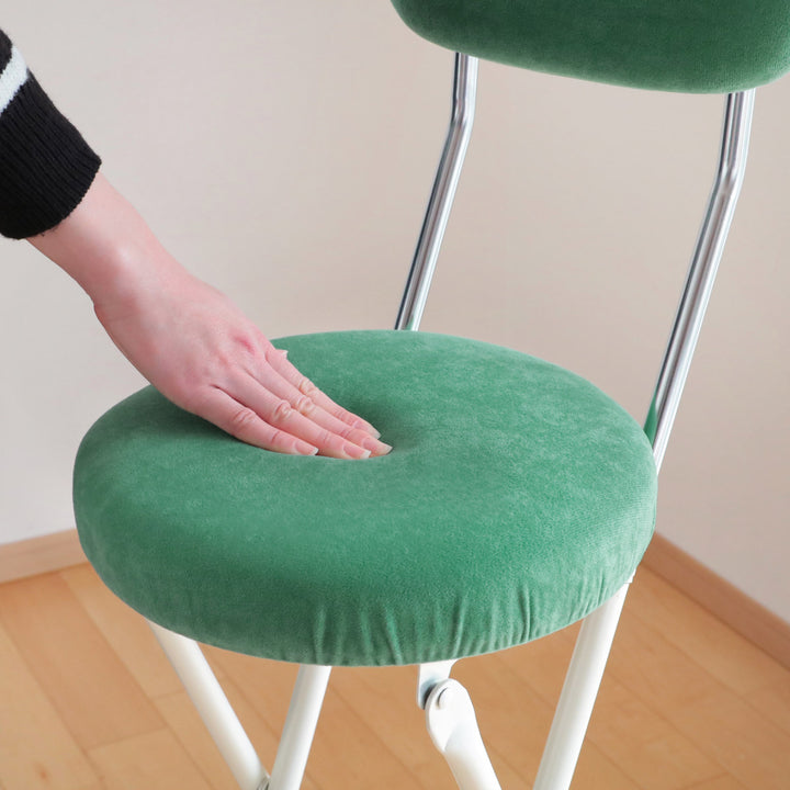 折りたたみ椅子座面高75.5cmハイタイプラウンドクッション背もたれ付ラウンドクッションチェア