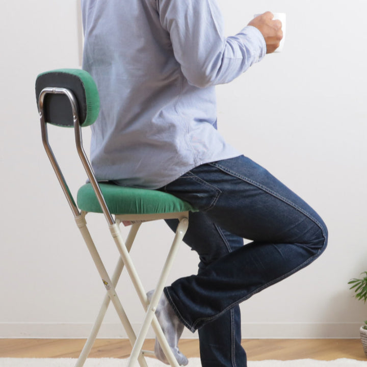 折りたたみ椅子座面高75.5cmハイタイプラウンドクッション背もたれ付ラウンドクッションチェア