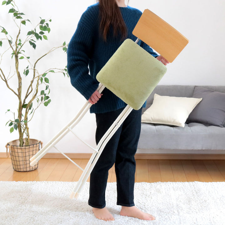 折りたたみ椅子ハイタイプ座面高75cm背もたれ付アッシュウッドチェア