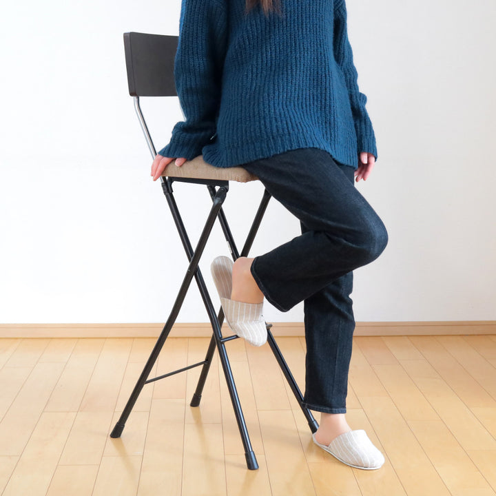 折りたたみ椅子ハイタイプ座面高75cm背もたれ付アッシュウッドチェア