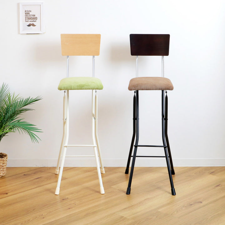 折りたたみ椅子ハイタイプ座面高75cm背もたれ付アッシュウッドチェア