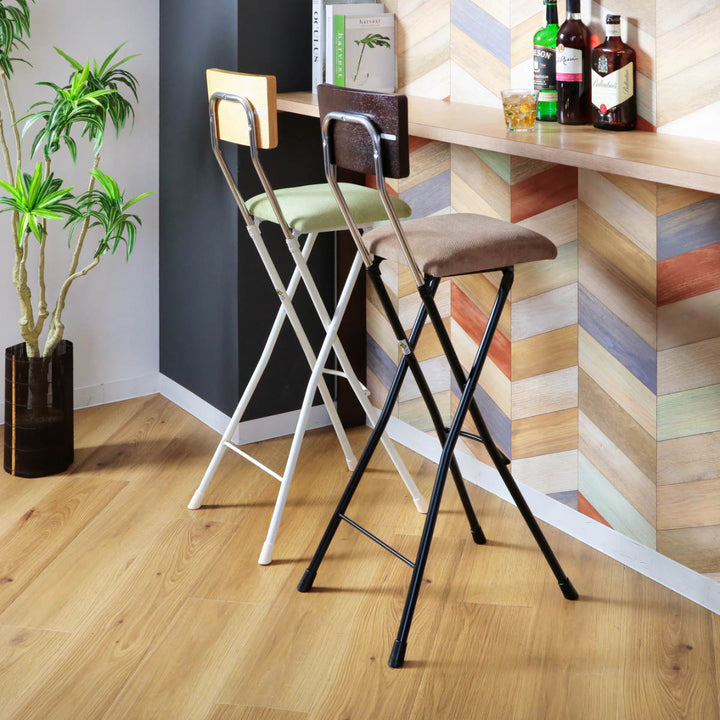 折りたたみ椅子ハイタイプ座面高75cm背もたれ付アッシュウッドチェア