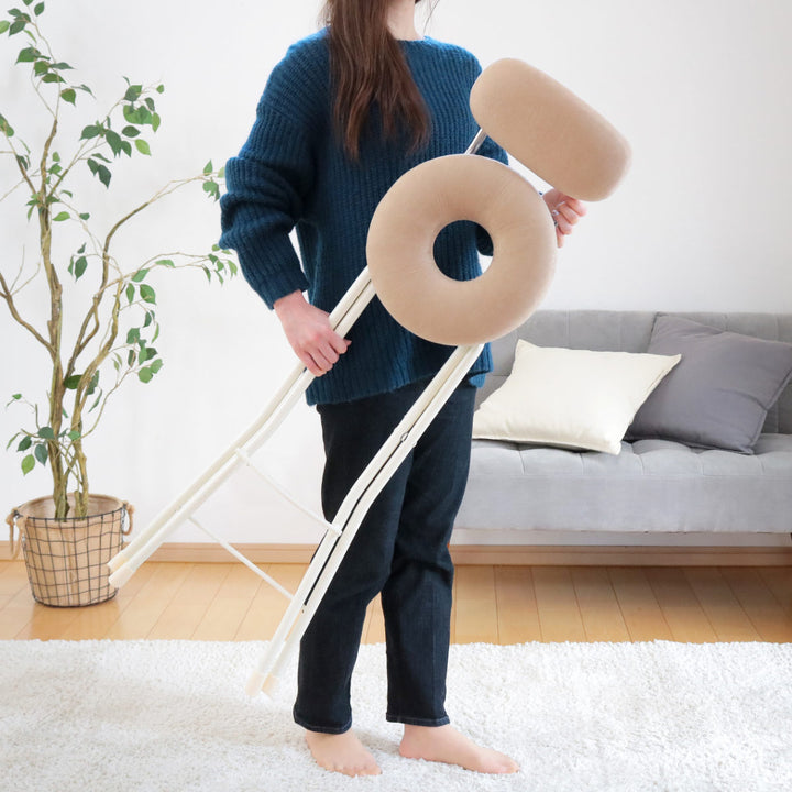 折りたたみ椅子座面高75cmハイタイプドーナツクッション背もたれ付スイーツチェア