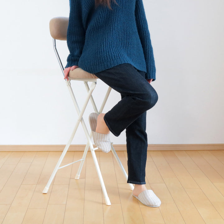 折りたたみ椅子座面高75cmハイタイプドーナツクッション背もたれ付スイーツチェア