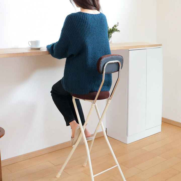 折りたたみ椅子座面高75cmハイタイプドーナツクッション背もたれ付スイーツチェア