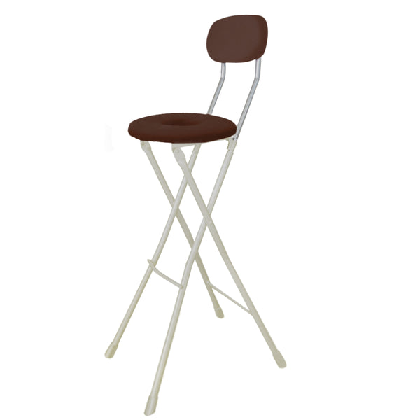 折りたたみ椅子座面高75cmハイタイプドーナツクッション背もたれ付スイーツチェア