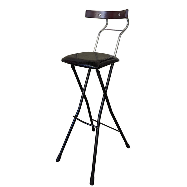 折りたたみ椅子座面高73.5cmハイタイプ背もたれ付レザー調ロイドチェア