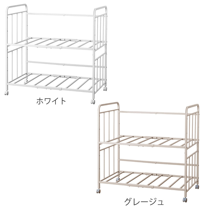 布団収納ラック2段幅103.5奥行65.5高さ100cmキャスター付き