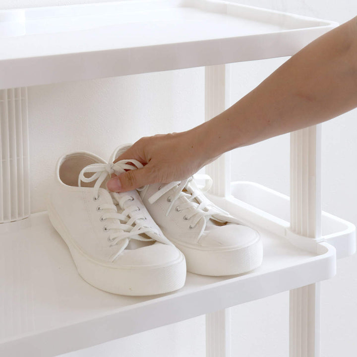 シューズラック省スペース4段ワイド傘置き付き最大8足収納可能組立簡単