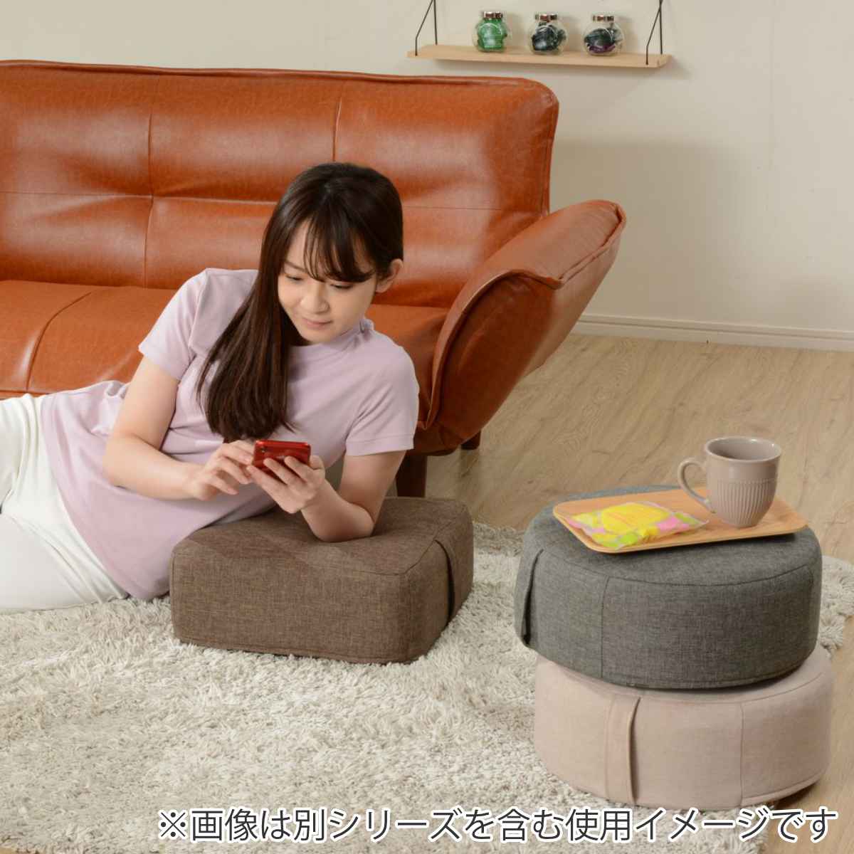 ★スタンダードMiniクッションbrown カバーが洗えるミニクッション ダリアン生地 スクエア 小さめ 低反発