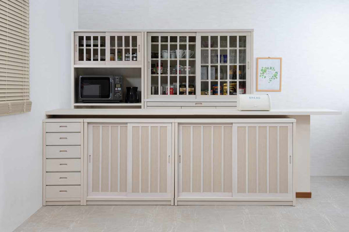 カウンター下収納幅120.5cm板引き戸和モダン調日本製完成品