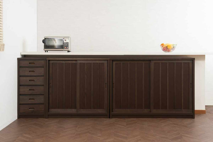 カウンター下収納幅120.5cm板引き戸和モダン調日本製完成品