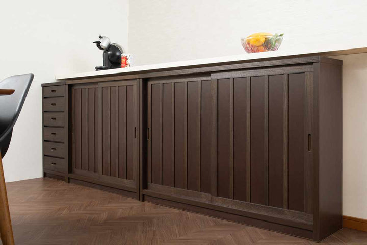 カウンター下収納幅120.5cm板引き戸和モダン調日本製完成品