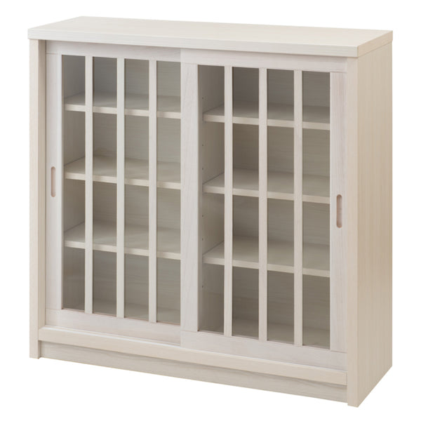 カウンター下収納幅90.5cmガラス引き戸和モダン調日本製完成品