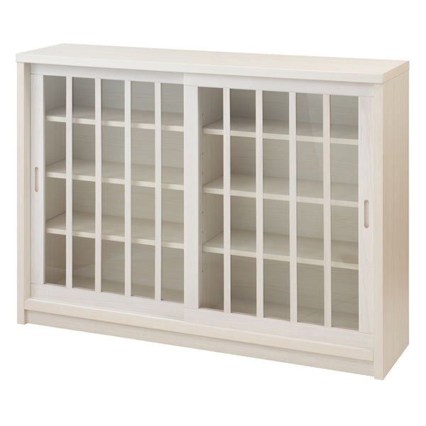 カウンター下収納幅120.5cmガラス引き戸和モダン調日本製完成品