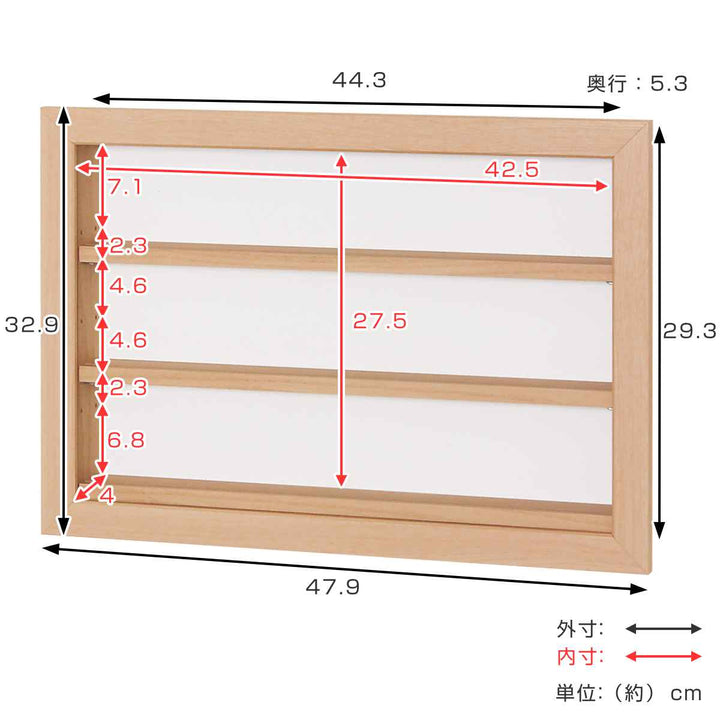 コレクションケース47.9×32.9cm壁掛けカバー扉カードコイン収納L408