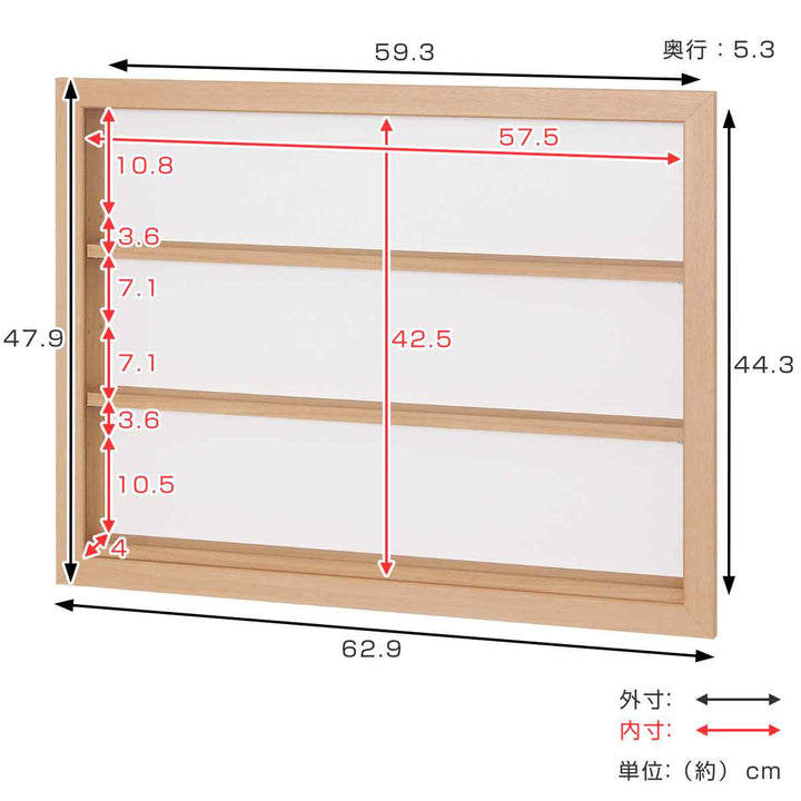 コレクションケース62.9×47.9cm壁掛けカバー扉カードコイン収納L408