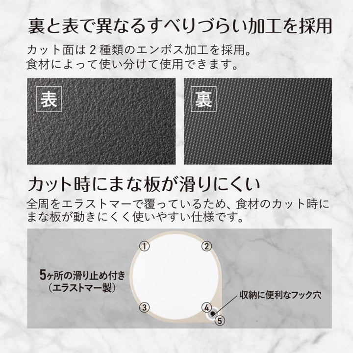 丸いまな板35cm耐熱エラストマー滑り止め付き貝印