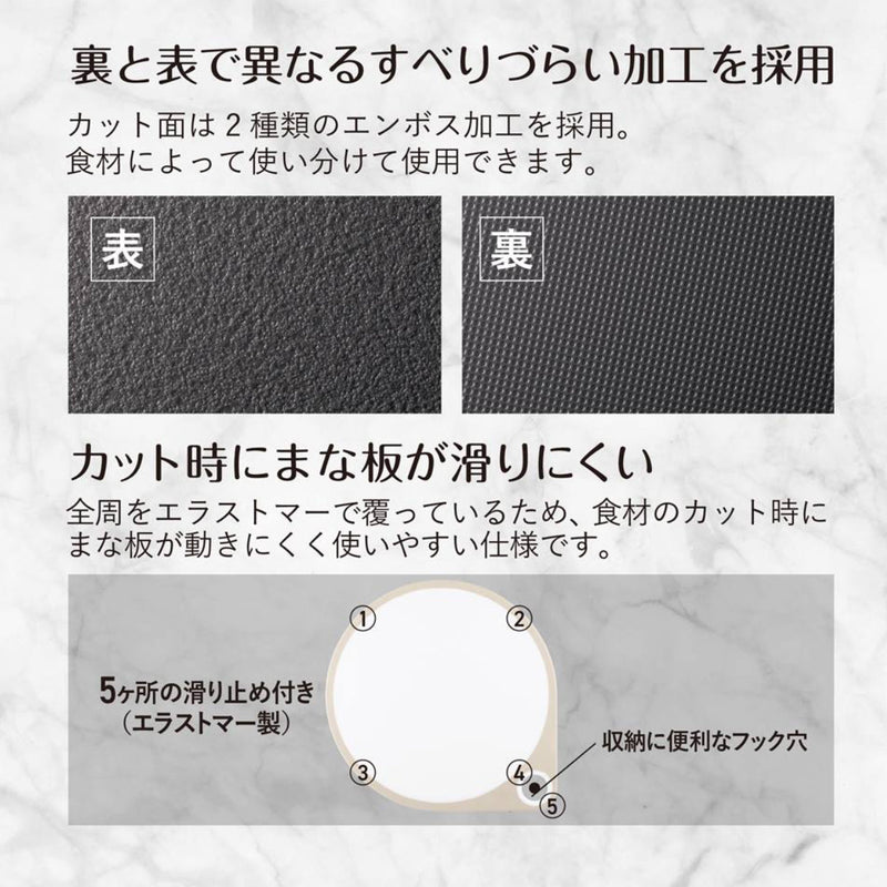 丸いまな板35cm耐熱エラストマー滑り止め付き貝印