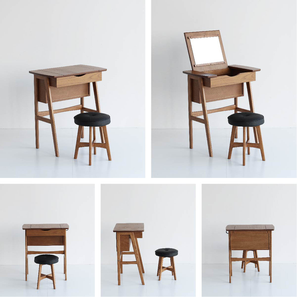 ドレッサー コンパクト デスク スツール付き 幅62cm OAKER